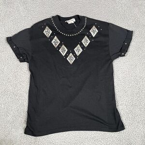 Vintage 90s T Shirt Women's Short Sleeve Black Pinnochio Studded Animal Medium